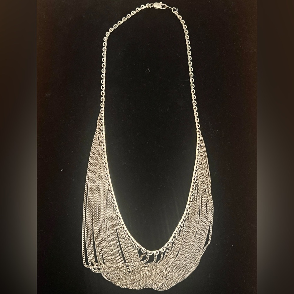 925 STERLING SILVER VINTAGE MULTI STRAND CROSS OVER NECKLACE